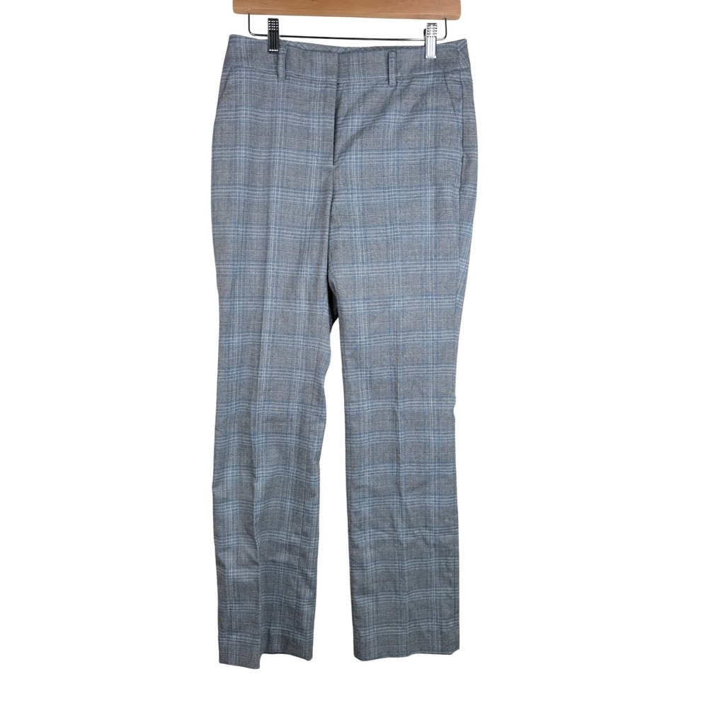 White House Black Market Plaid The Slim Leg Dress Pants size 4 Gray/Blue